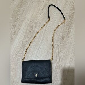 Tory Burch Black Crossbody Bag with Gold Chain